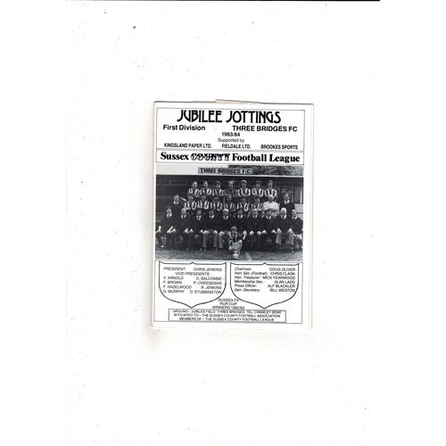 Three Bridges v Croydon FA Cup Football Programme 1983/84