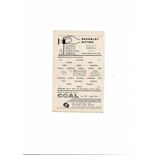 1961/62 Barnsley v Bradford Park Avenue Football Programme