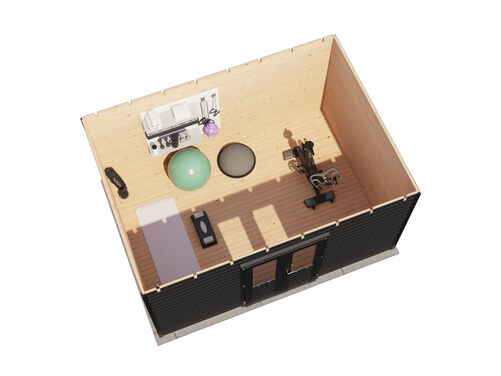 4.2mtr x 3.0mtr 44mm walled Flat Roof Cabin