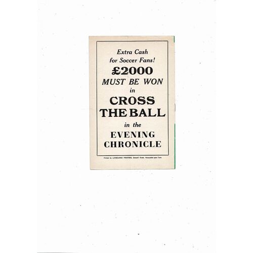 Newcastle United v Aberdeen Friendly Football Programme 1969/70