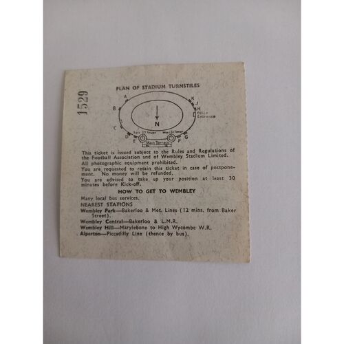England v Portugal 1966 World Cup 26th July Semi Final Match Ticket @ Wembley