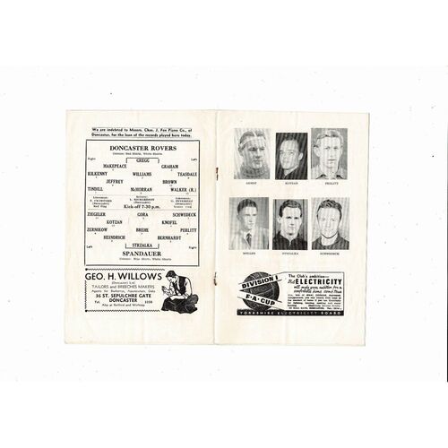 Doncaster Rovers v Spandauer Friendly Programme 1955/56