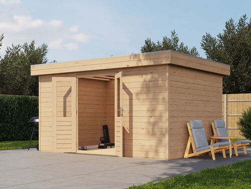 4.2mtr x 3.0mtr 44mm walled Flat Roof Cabin