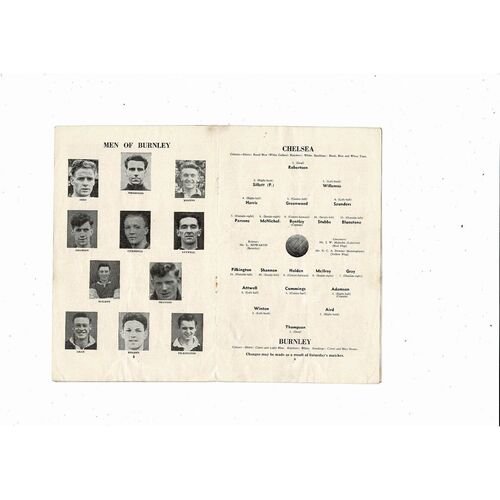 1954/55 Chelsea v Burnley Championship Season Football Programme