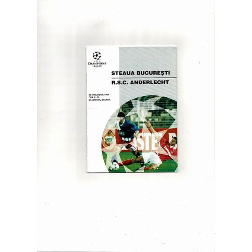 Steaua Bucharest v Anderlecht UEFA Champions League Football Programme 1994/95