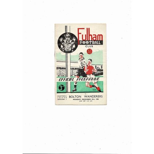 1950/51 Fulham v Bolton Wanderers Football Programme