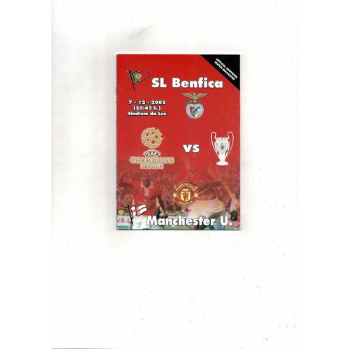 SL Benfica v Manchester United Champions League Football Programme & Official Match Souvenir Magazine 2005/06
