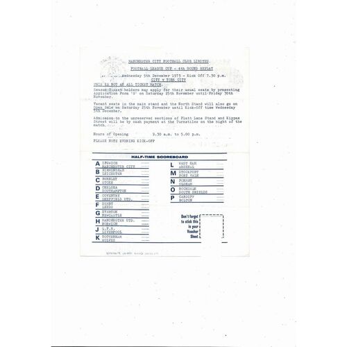 Manchester City v Liverpool Central League Football Programme 1973/74