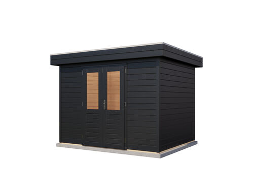 3.0mtr x 2.4mtr 28mm walled Flat Roof Cabin