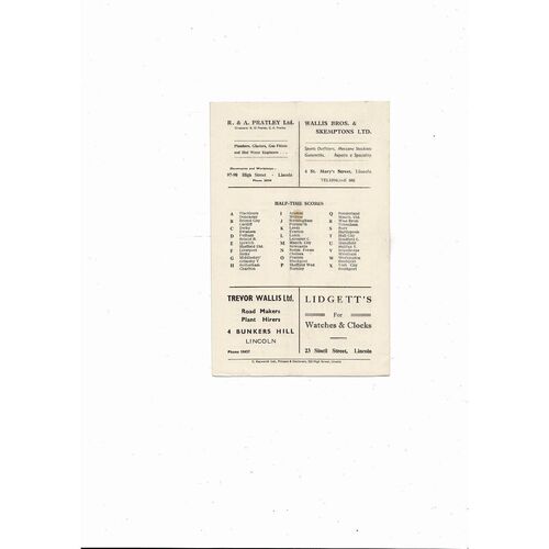 1957/58 Lincoln City v Barnsley Football Programme