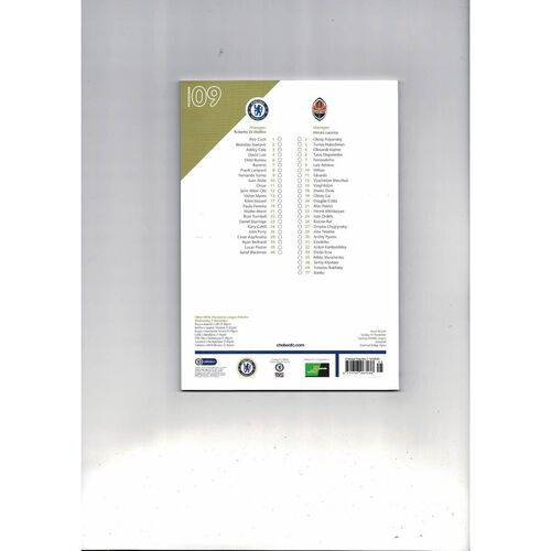 Chelsea v Shakhtar Donetsk Champions League Football Programme 2012/13