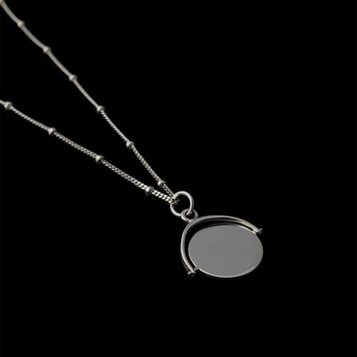 Sterling silver secret spinner pendant with satellite chain