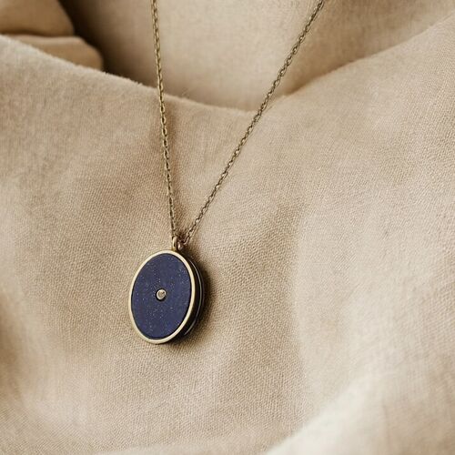 Lapis Lazuli and cubic zirconia locket