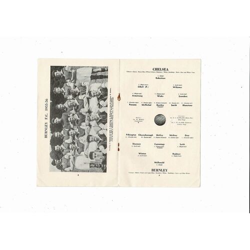 1955/56 Chelsea v Burnley Football Programme