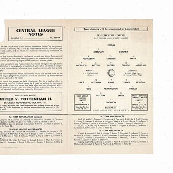 Manchester United v Burnley Central League Football Programme 1963/64