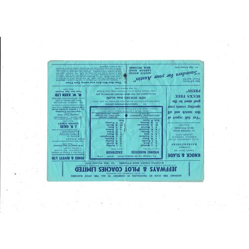 1963/64 Wycombe Wanderers v Dagenham FA Cup Football Programme