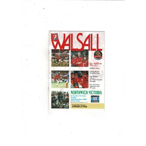 Walsall v Northwich Victoria FA Cup Replay Football Programme 1996/97