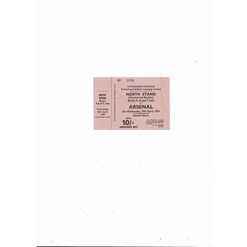 1969/70 Tottenham Hotspur v Arsenal Football Match Ticket