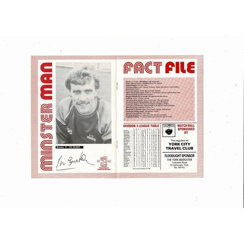 York City v Wycombe Wanderers FA Cup Football Programme 1985/86