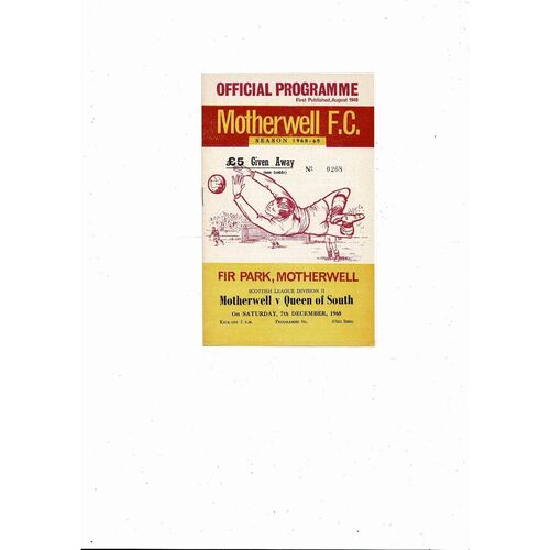 1968/69 Motherwell v Queens of the South Football Programme