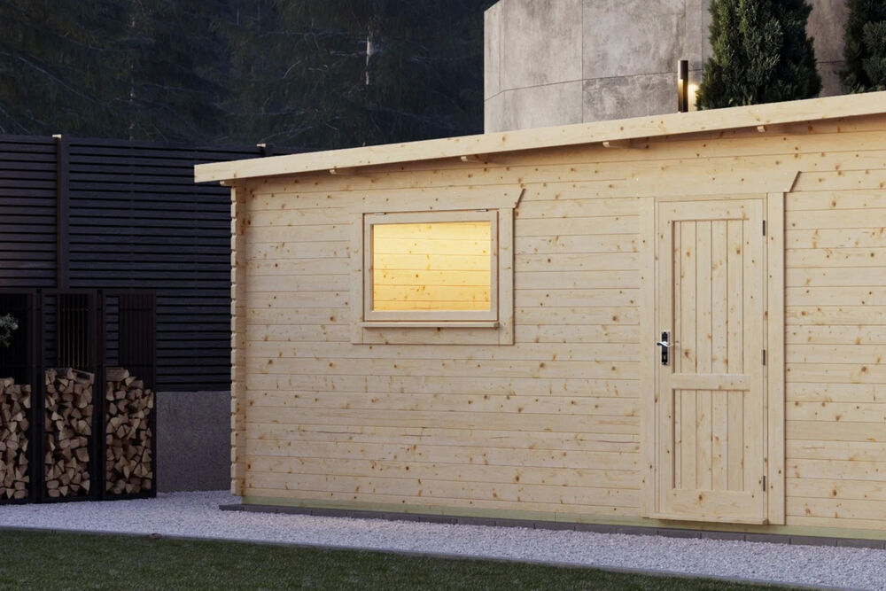 Pent Log Cabin Double Garage 20x14