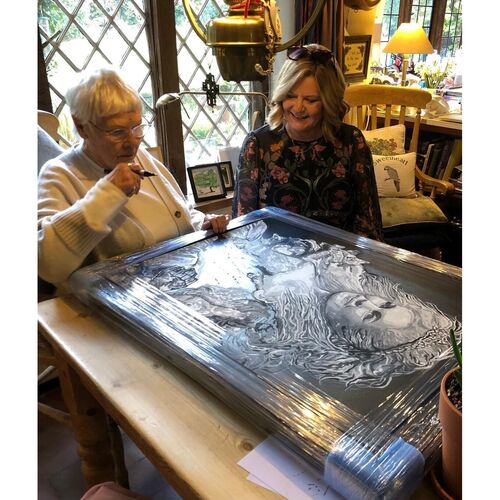 Original Dame Judi Dench Signed Painting by Sue Verity