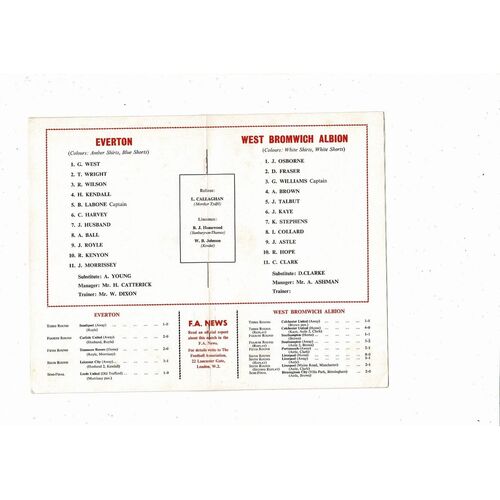 1968 Everton v West Bromwich Albion FA Cup Final Football Programme