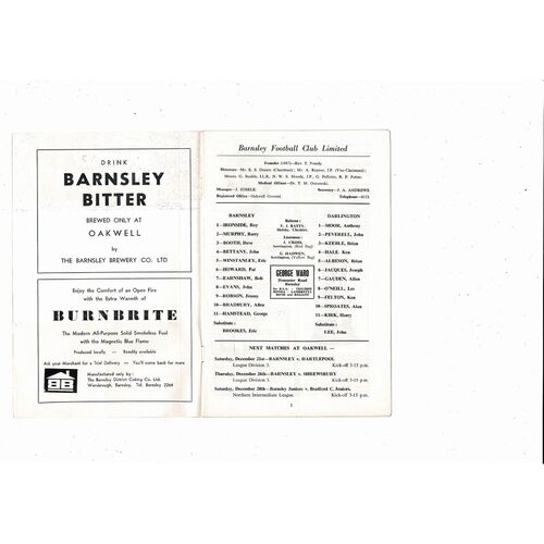 1968/69 Barnsley v Darlington FA Cup Replay Football Programme