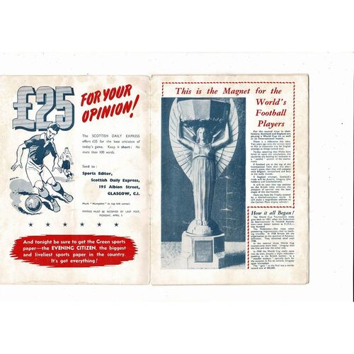 1954 Scotland v England Football Programme