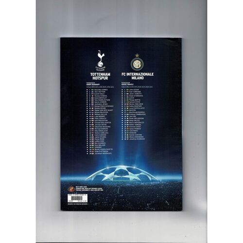 Tottenham Hotspur v FC Internazionale Milano Champions League Football Programme 2010/11