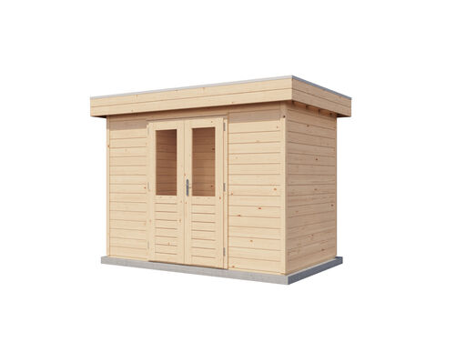 3.0mtr x 1.8mtr 28mm walled Flat Roof Cabin