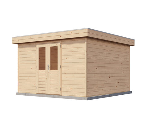 3.6mtr x 3.6mtr 44mm walled Flat Roof Cabin