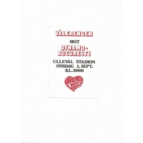 Valerengen v Dynamo Bucharest European Cup Football Programme 1982/83