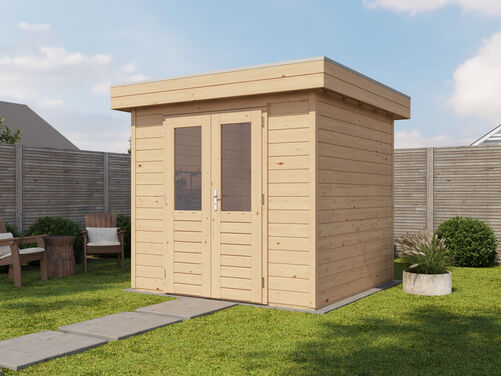 2.4mtr x 2.4mtr 28mm walled Flat Roof Cabin