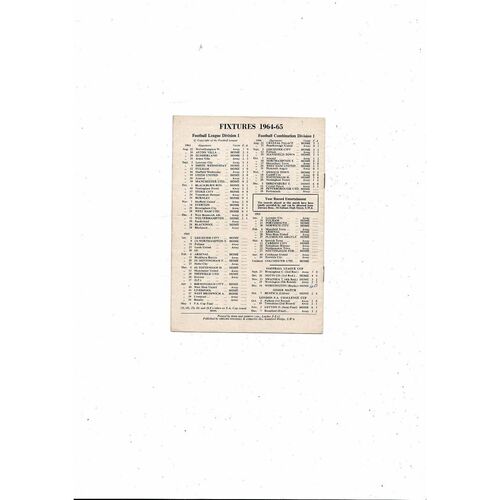 1964/65 Chelsea v Workington League Cup Replay Football Programme