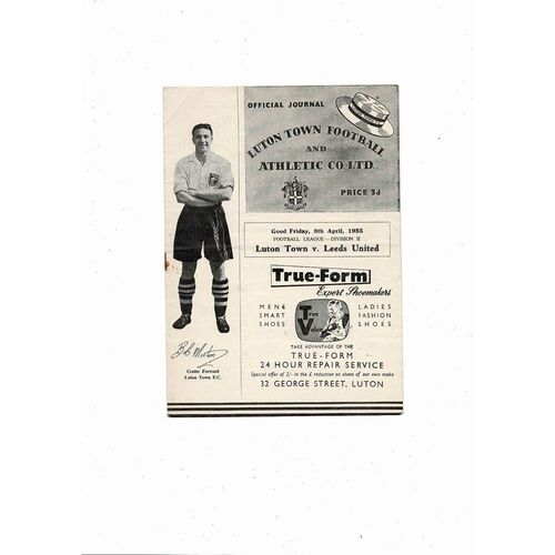 1954/55 Luton Town v Leeds United Football Programme