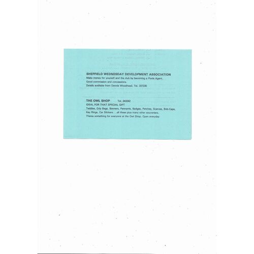 Sheffield Wednesday v Leeds United Central League Football Programme 1981/82