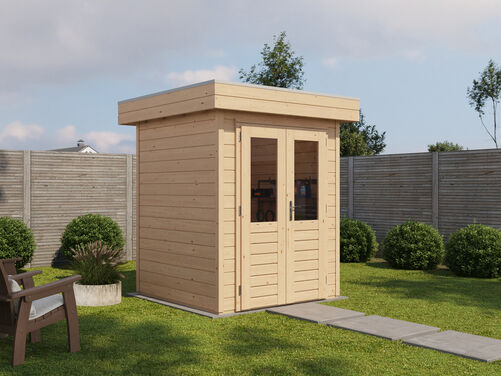 1.8mtr x 1.8mtr 28mm walled Flat Roof Cabin