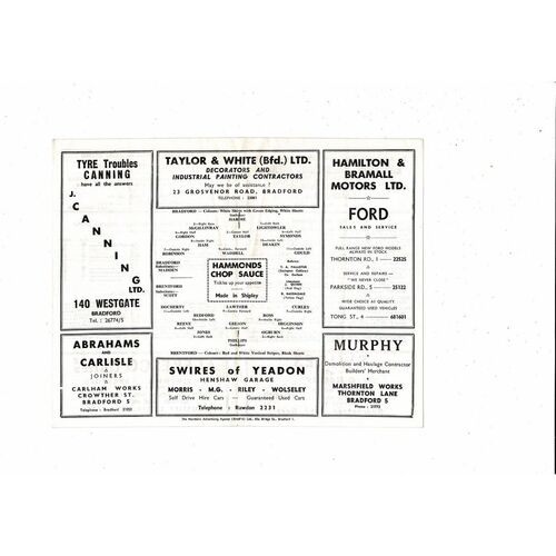 1966/67 Bradford Park Avenue v Brentford Football Programme