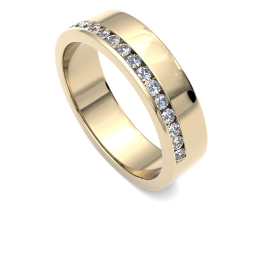 9ct 5.1mm DIAMOND SET round brilliant cut offset channel