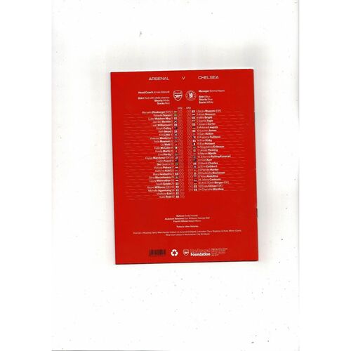 2022/23 Arsenal v Chelsea Womens Super League Football Programme