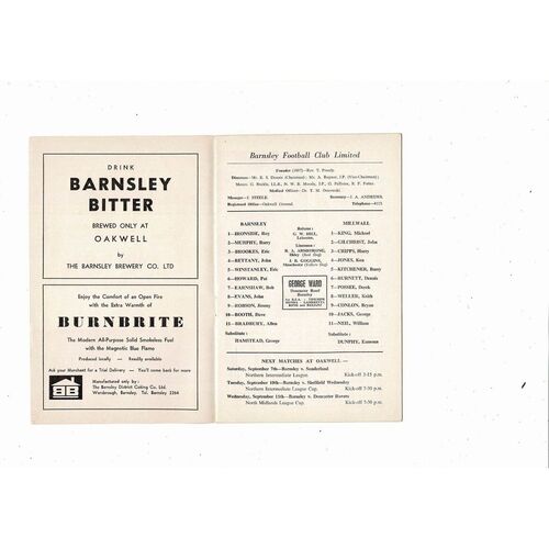 1968/69 Barnsley v Millwall League Cup Football Programme