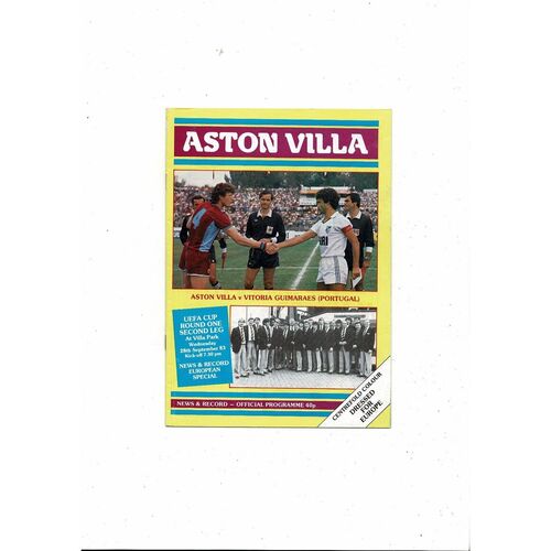 Aston Villa v Vitoria Guimaraes UEFA Cup Football Programme 1983/84