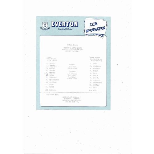 Everton v Leeds United Central League Football Programme 1983/84
