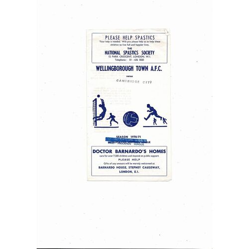 1970/71 Wellingborough Town v Cambridge City FA Cup Football Programme
