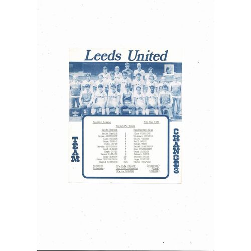 Leeds United v Manchester City Central League Football Programme 1981/82