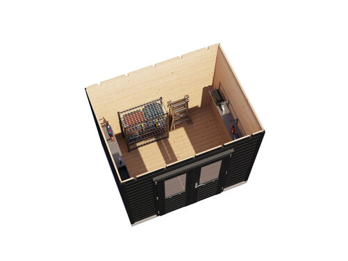 2.4mtr x 1.8mtr 28mm walled Flat Roof Cabin