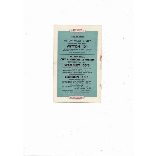 1954/55 Manchester City v Blackpool Football Programme