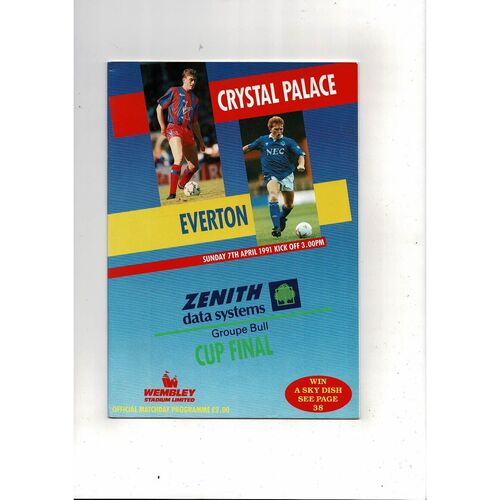 1991 Crystal Palace v Everton Zenith Data Final Football Programme