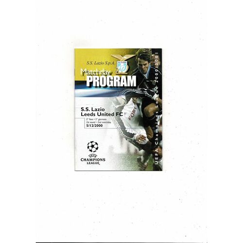 Lazio v Leeds United Champions League Football Programme 2000/01